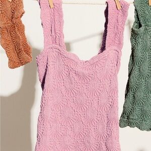 Free People Jade Green Textured Tank Top